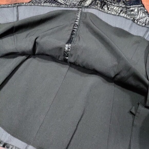 Apparalel Black Croc Vegan Modesty Leather Goth Swing Mini Skirt S - Picture 10 of 11